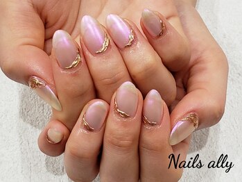 ネイルズアリー 立川店(Nails ally)/オーロラ×ミラー×マットネイル
