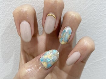 クォーターリゾートネイル(QUARTER RESORT nail)/ヌーディー大理石ネイル☆