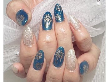 ジェー エス シー ネイル(J.S.C.nail)/花火/シール/ネイビー/シルバー
