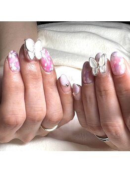 ネイルサロン ウノ 湘南平塚(UNO)/春ネイル　蝶々