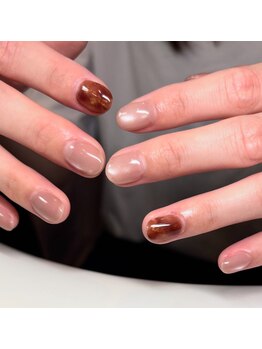 べっ甲風ネイル/上品ニュアンス