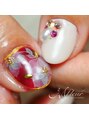 エムフルール(M fleur) 定番人気の水彩フラワーアート赤べっ甲と合わせましたパラジェル