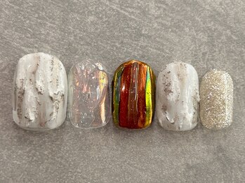 カラネイル 南森町店(calla nail)/漆喰アート white × aurora
