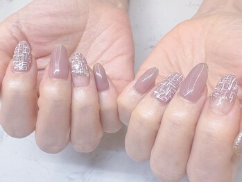 フォフォネイル 自由が丘(Fofo nail)/【くすみピンクツイード】