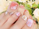 フラワー&レースフットネイル