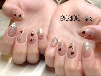 バレンタインネイル