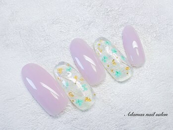 アダマス(Adamas)/透け感押し花ネイル