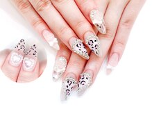 ネイルコレクション ピンク(Nail Collection Pink)/ヒョウ柄：ハート：ギャルネイル