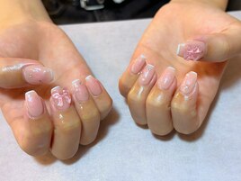 チークネイル　リボンネイル