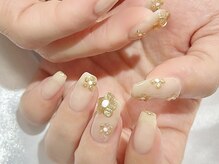 ヒールネイル(heal nail)/beige×ぷくぷくflower～