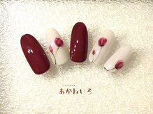 ネイルサロン あかねいろ/秋冬フラワー　手描きアート