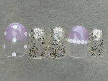 ネイルメゾン 天神店(NAIL MAISON)/ドットパープルキラキラ￥6000