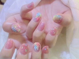 カラーフル花火ネイル