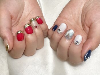 ヒールネイル(heal nail)/ちぐはく red×navy~