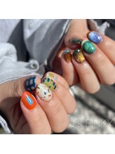 ネイルスペース ジェイズ ピンキー(NAIL SPACE J's PINKY)/カラフルアシメネイル