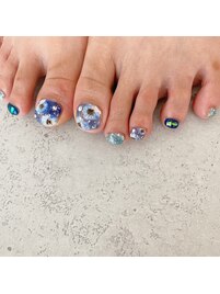 シースルーフラワーネイル