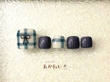 ネイルサロン あかねいろ/秋冬フット　チェックリボン