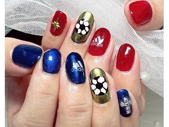 ジェー エス シー ネイル(J.S.C.nail)/サッカーネイル/手描きアート