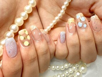 パダアット ヴァラネイル 天神南店(PADA at VALLANAIL)/お呼ばれネイル/フラワー/リボン