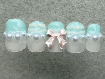 ネイルメゾン 天神店(NAIL MAISON)/ボーダーフレンチリボン¥8500