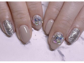 うる艶ベージュ×ラメワンカラー