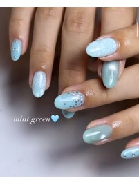 爽や可愛いグリーンミントネイル
