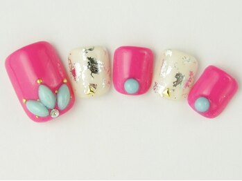 ネイルサロン ドレリッチ 大宮店(drerich)/ビビットピンクFOOT