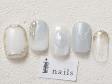 アイネイルズ 渋谷店(I nails)/ホワイトミラーニュアンス