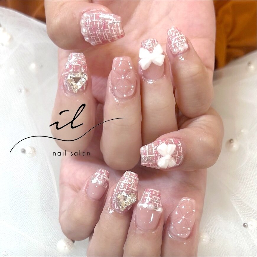 ネイルチップ ワンホン ツイード キルティング リボン ラメ 人気順