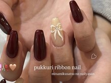 南草津のネイルやさん/手描きアートリボン♪