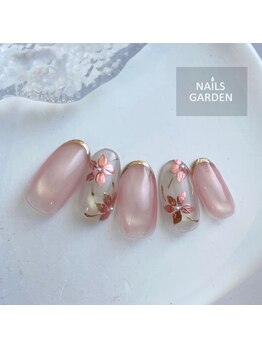 ネイルズガーデン(NAILS GARDEN)/春ネイル×フラワーネイル