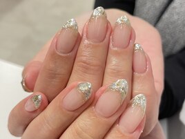 ガラスフレンチデザインネイル