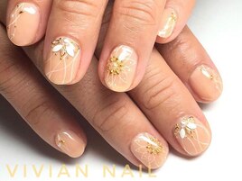 手描きフラワーネイル