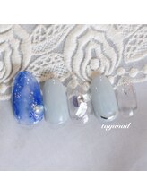 たゆ ネイル(たゆnail)/ニュアンスブルーキラキラネイル