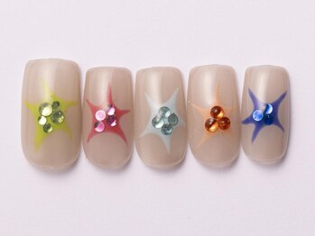 ジェミーネイル エビス(Jemiy nail ebisu)/レインボー星アート10950yen