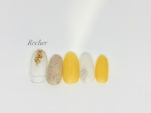 ネイルサロンリシェ 烏丸御池(Recher)/クリアとオレンジのデザイン