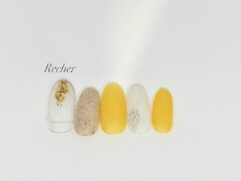 ネイルサロンリシェ 烏丸御池(Recher)/クリアとオレンジのデザイン