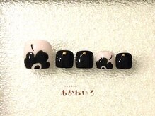 ネイルサロン あかねいろ/秋冬フット　手描き北欧柄