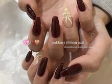 南草津のネイルやさん/手描きアートリボン♪