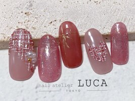 O-19 大人ハートツイードネイル