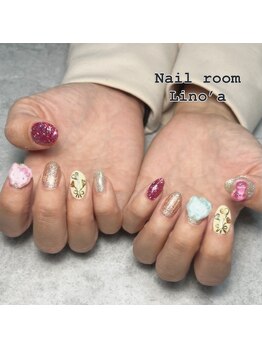 ハンド 4本art＋ラメ＆パーツ