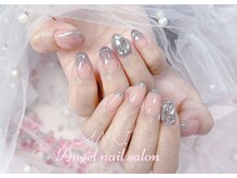 エンジェルネイルサロン(Angel nail salon)/マグフレンチXガラスX埋め尽くし