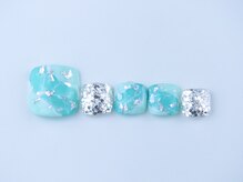 まつげアンドネイル ディアマンローズ(DIAMANT ROSE)/天然石風フットネイル 6600円