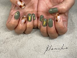 秋マーブルネイル