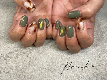 秋マーブルネイル