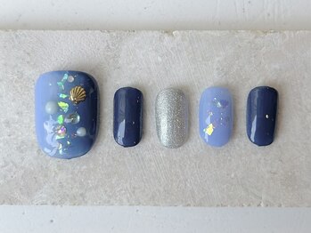 カラ ネイル 中津店(calla nail)/キラキラ夏のフットネイル♪