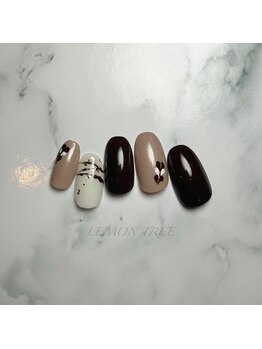 ネイルラボ レモンツリー(Nail Lab LEMON TREE)/ラテアート風バレンタインネイル