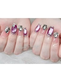 ガラスパープルネイル