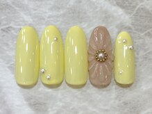 ヘアアンドネイル ミューズ 新浦安店(HAIR&NAIL MUSE)/バターイエローぷっくりフラワー