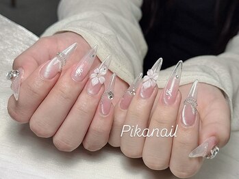 ピカネイル 上野 御徒町(Pika Nail)/クリアマグネットx花xパーツ